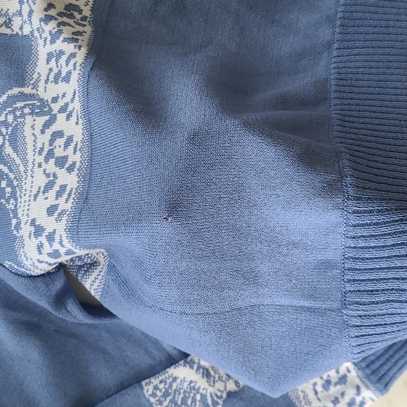 St.John Blue Starfish Fish Shell Knit Zip Up Sweater Cardigan - Picture 5 of 7